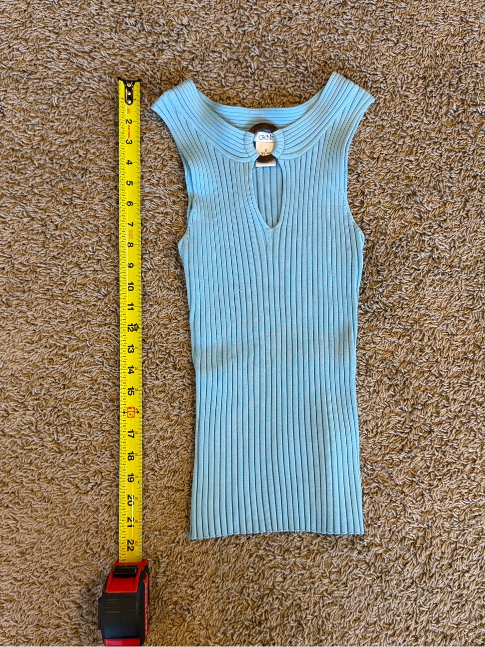 Cache Sleeveless Ribbed Keyhole Tank - Sky Blue
